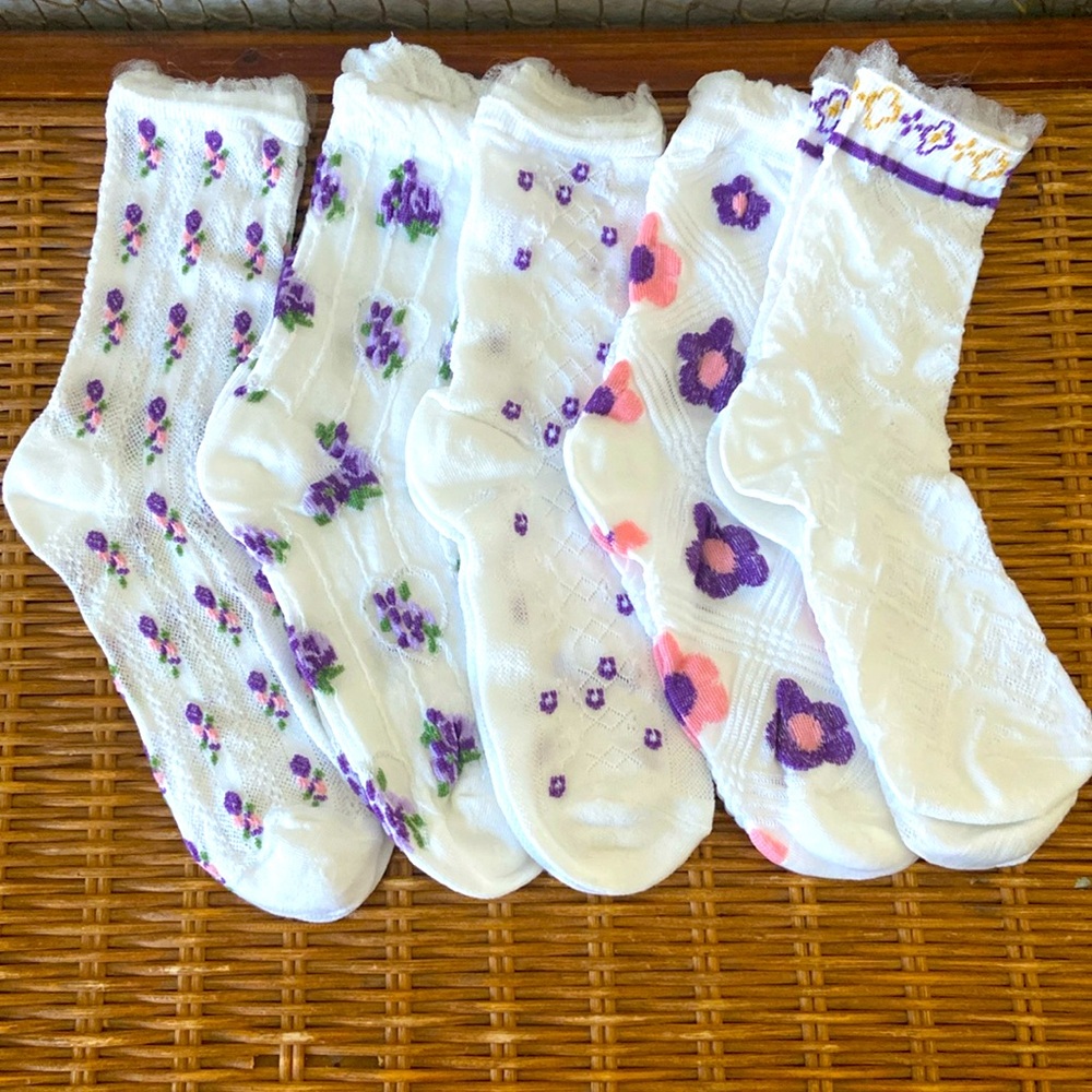 NEW 5 Pairs Soft Frilly Ankle Socks Size 5-10